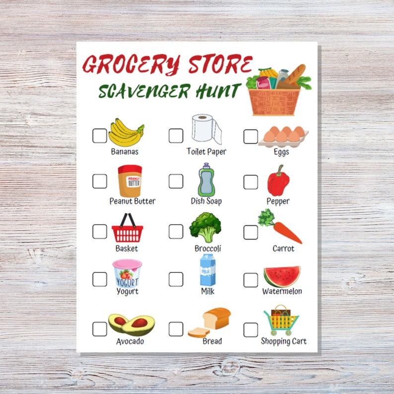 Grocery Store Scavenger Hunt Printable Printable Word Searches