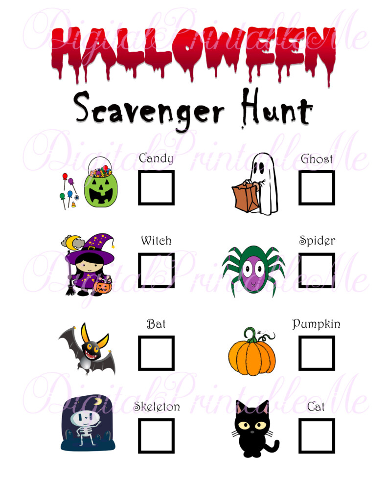 Halloween Scavenger Hunt Printable Kids Activity Backyard Game Dow 