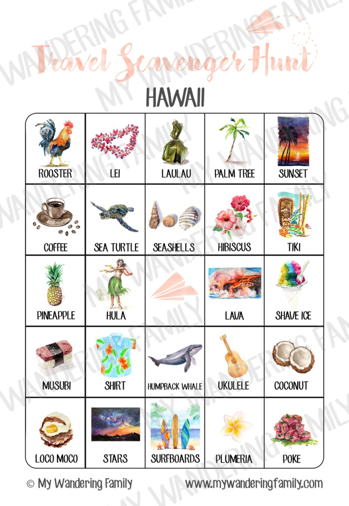 Hawaii Scavenger Hunt Game PRINTABLE Instant Download Game For Kids 