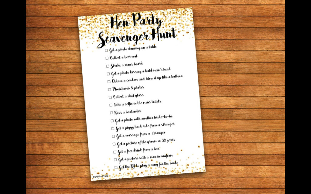 Hen Party Game Scavenger Hunt Printable PDF Print At Etsy