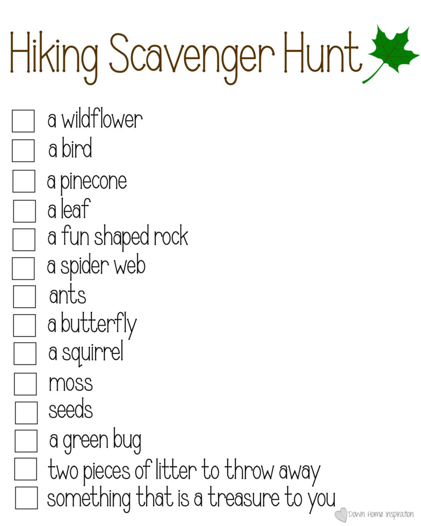 Hiking Scavenger Hunt Free Printable 1 Download And Print Off Here 