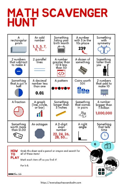 How To Have A Math Scavenger Hunt Free Printable Family Math Night 