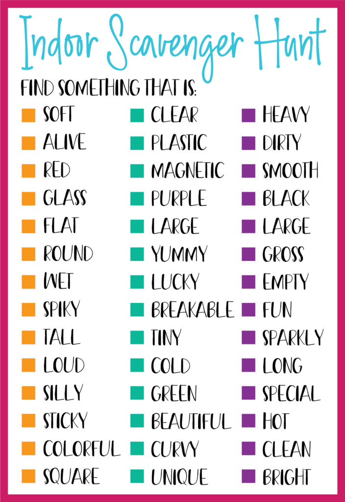 Indoor Scavenger Hunt Printable