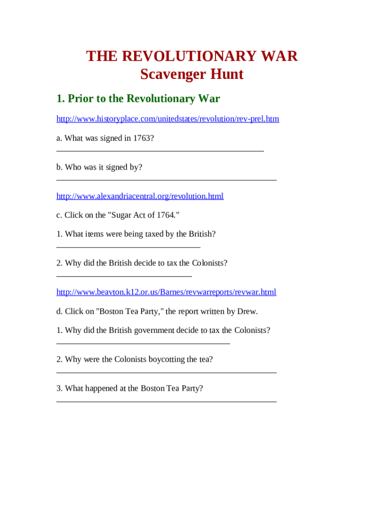 Jordan Harris American Revolution Scavenger Hunt Update Doc 