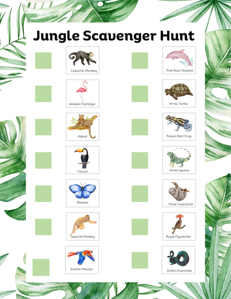 Jungle Scavenger Hunt Adventure For Kids Printable Game Digital 