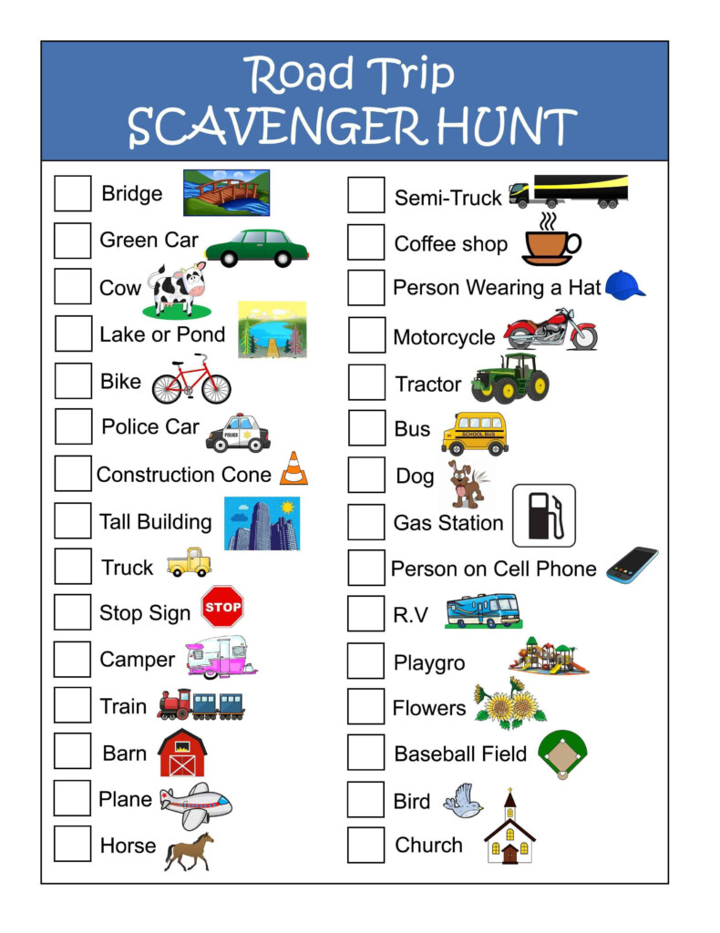 Kids Car Scavenger Hunt Printables