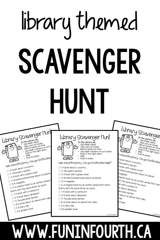 Library Scavenger Hunt Elementary