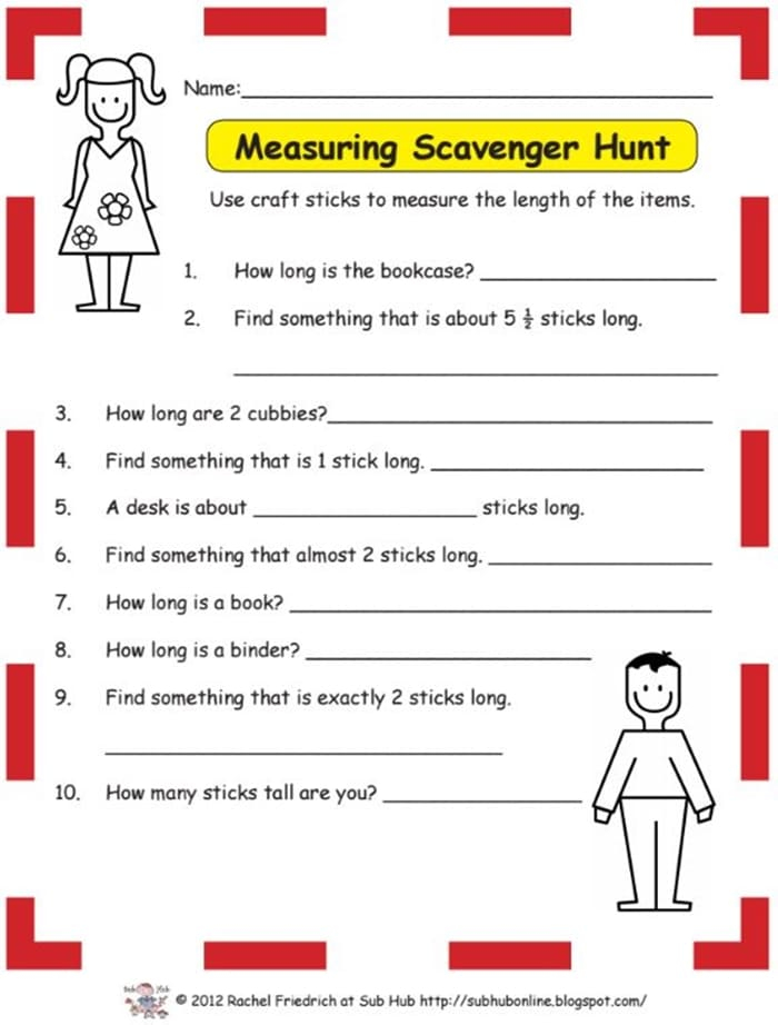 Measurement Scavenger Hunt Worksheet