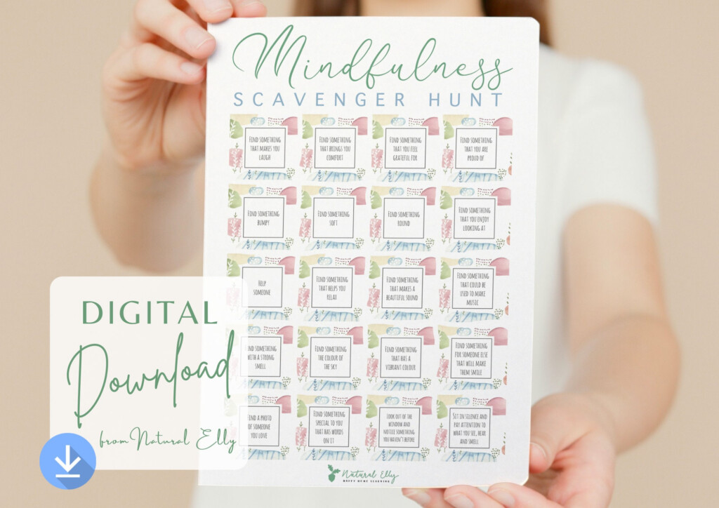 Mindfulness Scavenger Hunt Printable DIGITAL DOWNLOAD 4 PDF Files Make 