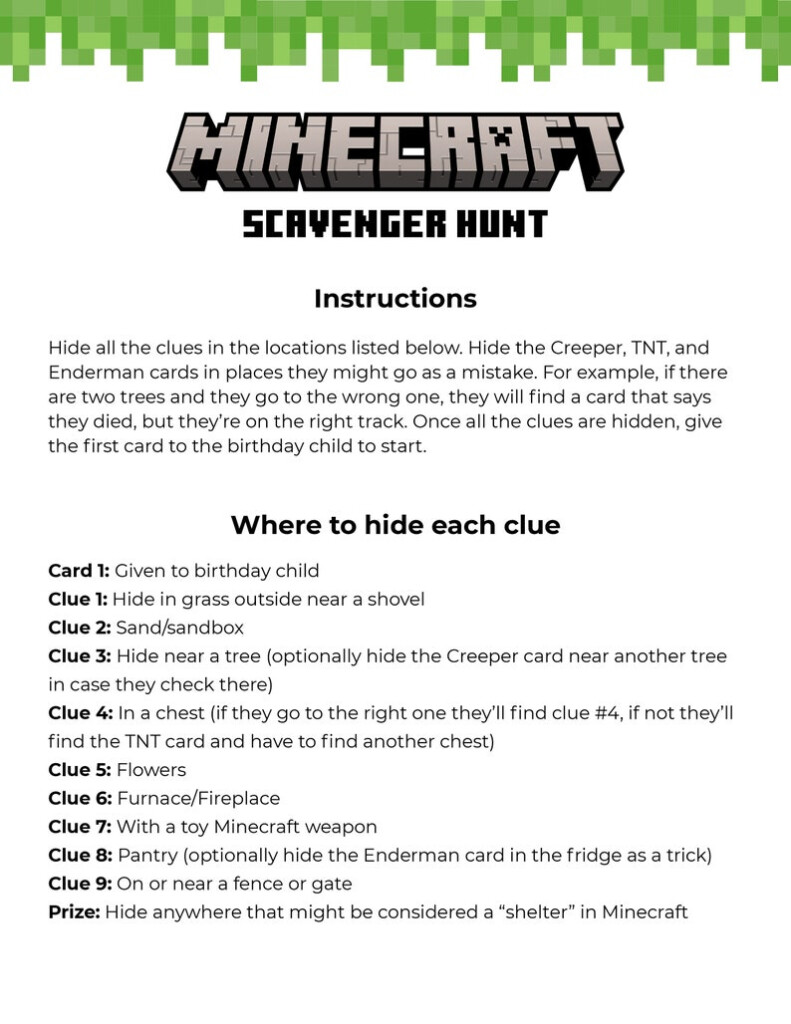 Minecraft Scavenger Hunt Printable Etsy