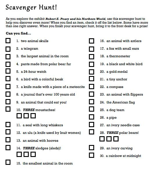 Museum Scavenger Hunt Free Printable