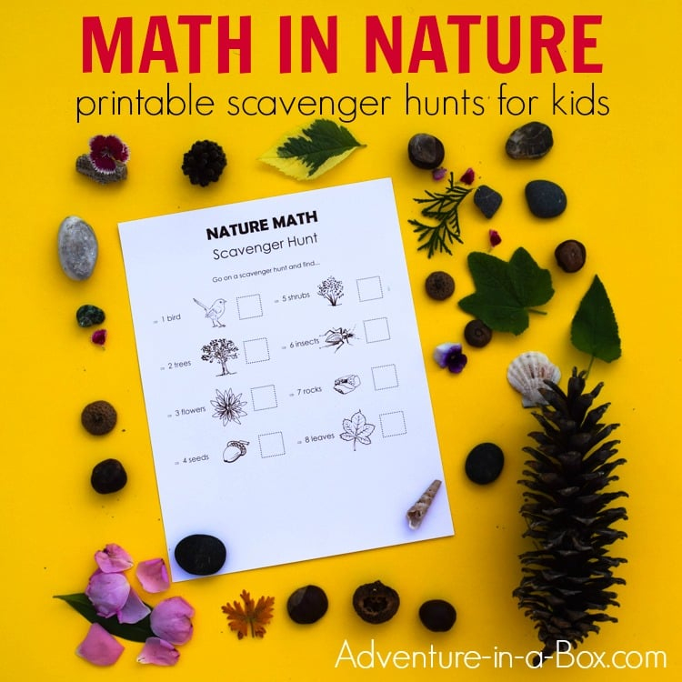 Nature Math Scavenger Hunt For Kids 4 Printable Lists Adventure In A Box