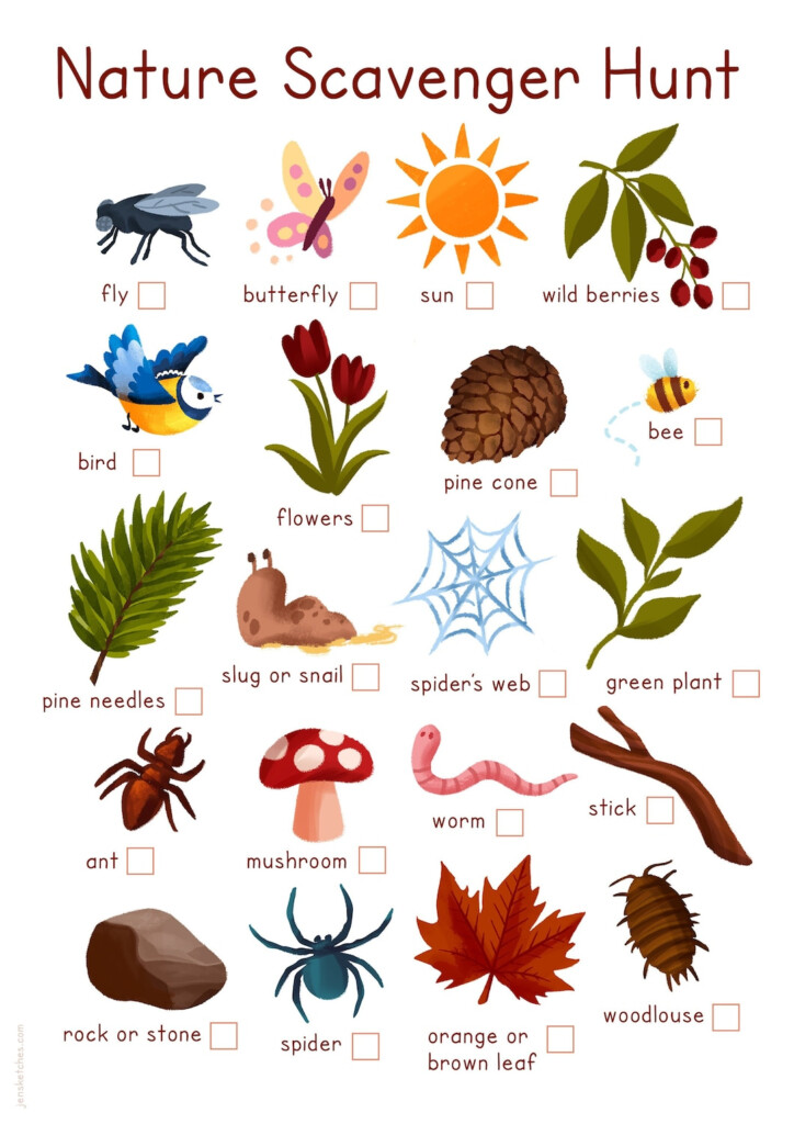 Nature Scavenger Hunt Activity Sheet Woodland Autumn Printable Download 