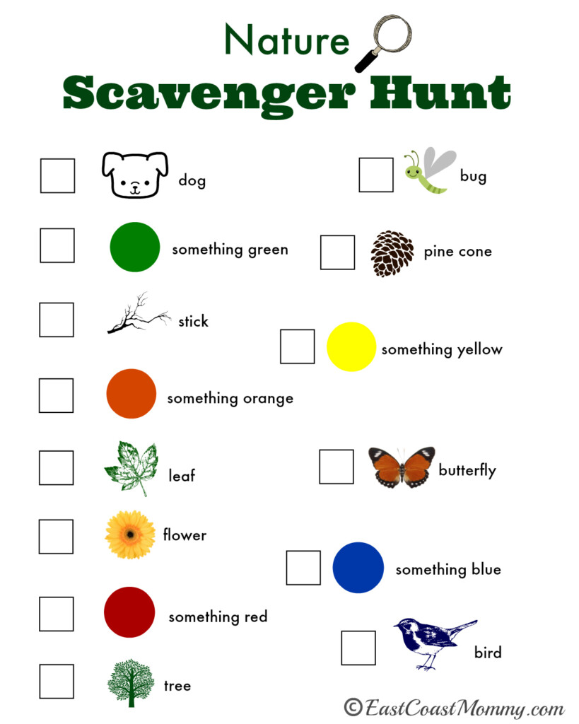 Nature Scavenger Hunt Printable Preschool