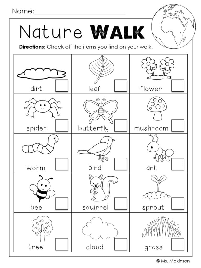 Nature Walk Scavenger Hunt Printable