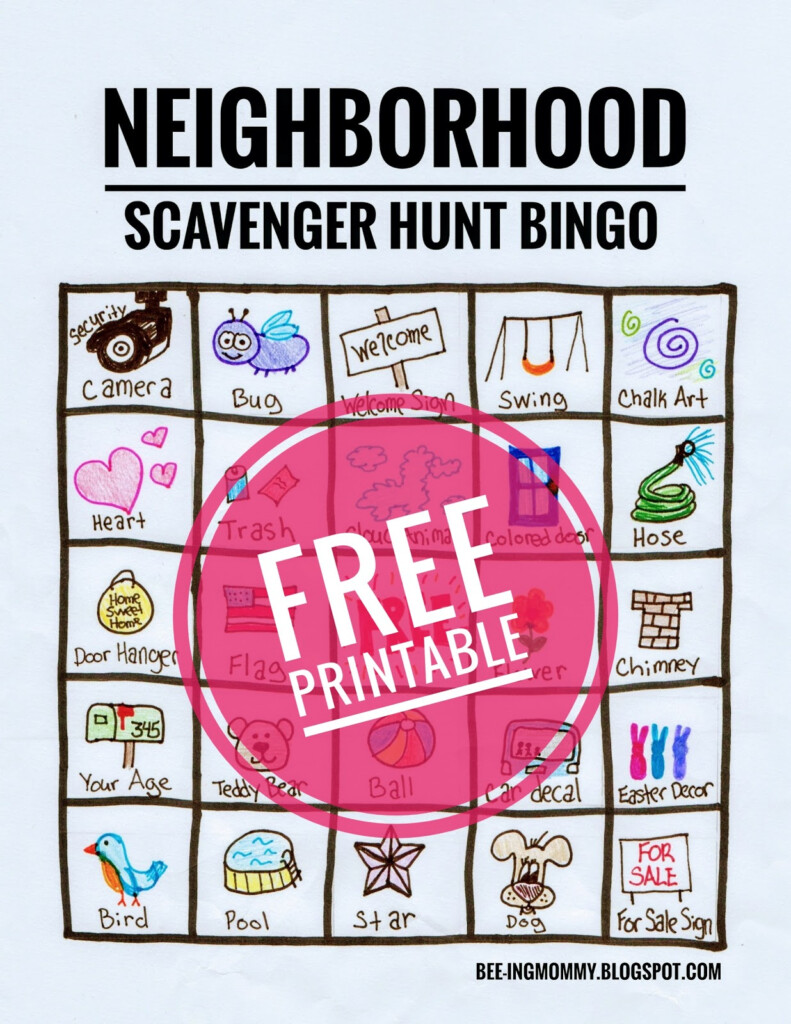 Neighborhood Scavenger Hunt Bingo