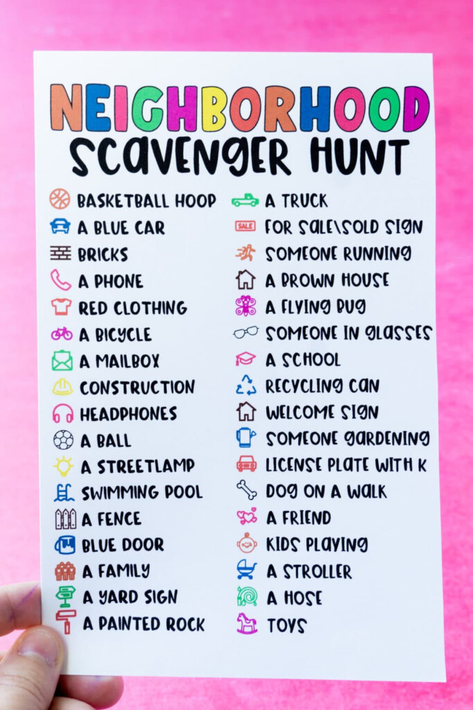 Neighborhood Scavenger Hunt For Kids Free Printable Play Party Plan