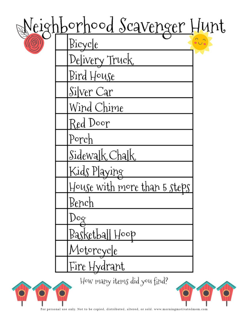 Neighborhood Scavenger Hunt Printable Neighborhood Scavenger Hunt 