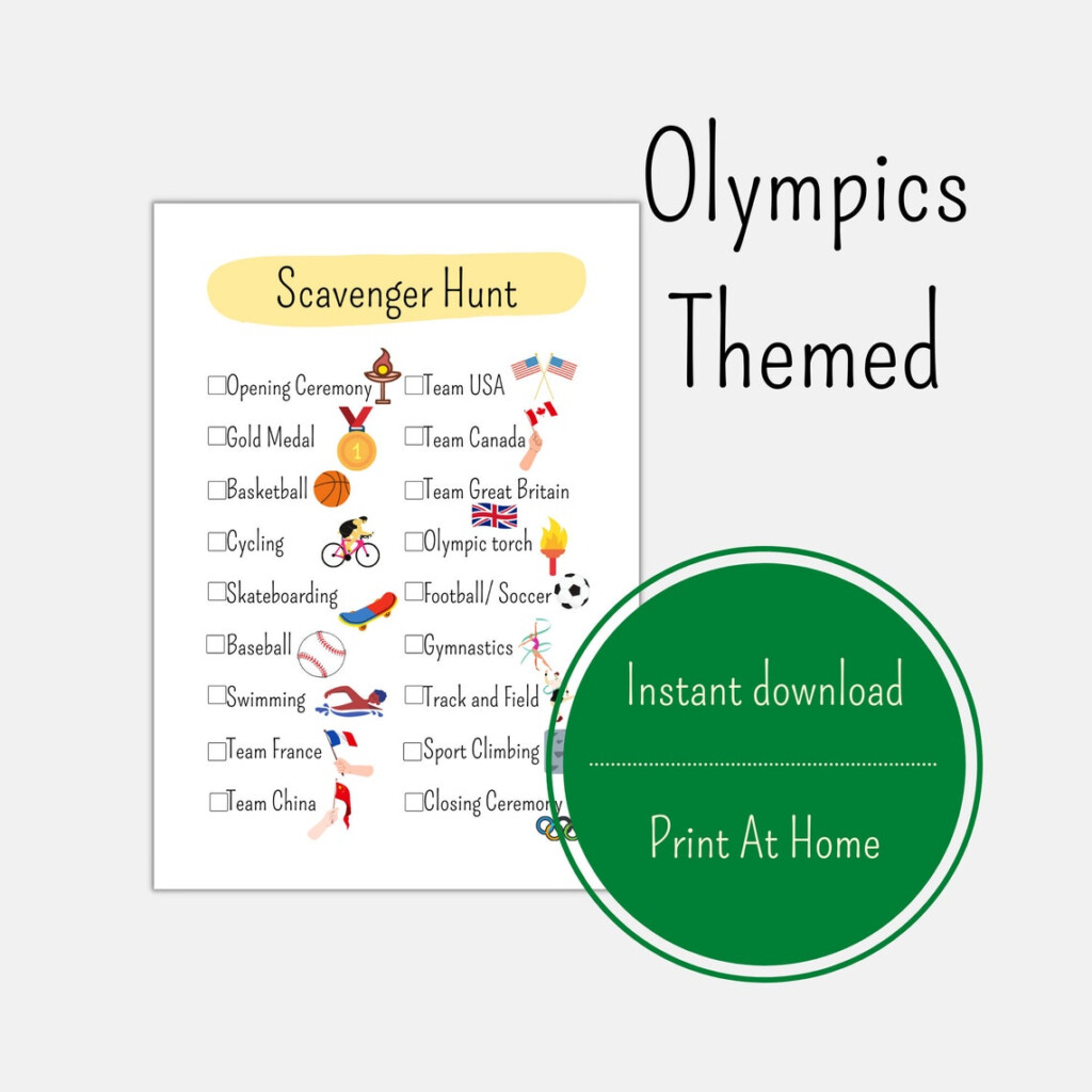 Olympic Games Scavenger Hunt Printable Searching Games Etsy