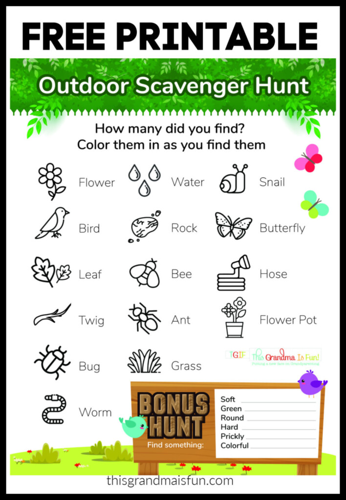 Outdoor Scavenger Hunt Free Printable TGIF This Grandma Is Fun