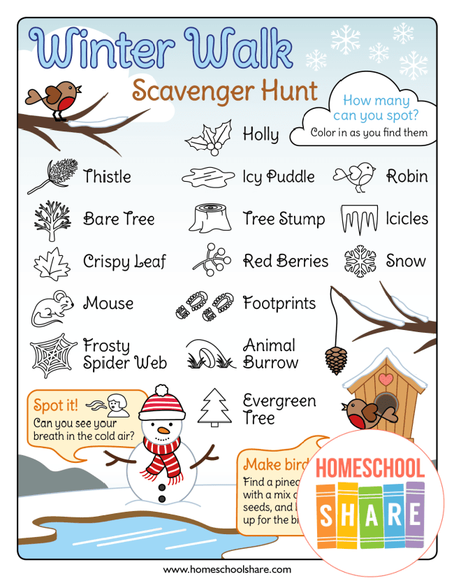 Outdoor Winter Scavenger Hunt For Kids Homeschool Share