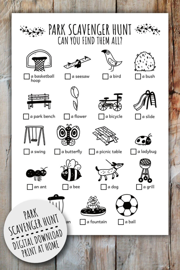 Park Scavenger Hunt For Kids Outdoors Kids Activity Etsy In 2021 