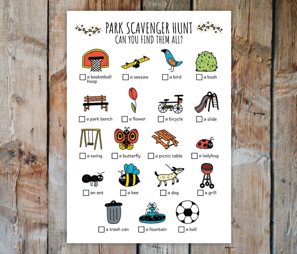 Park Scavenger Hunt For Kids Outdoors Kids Activity Printable Game 