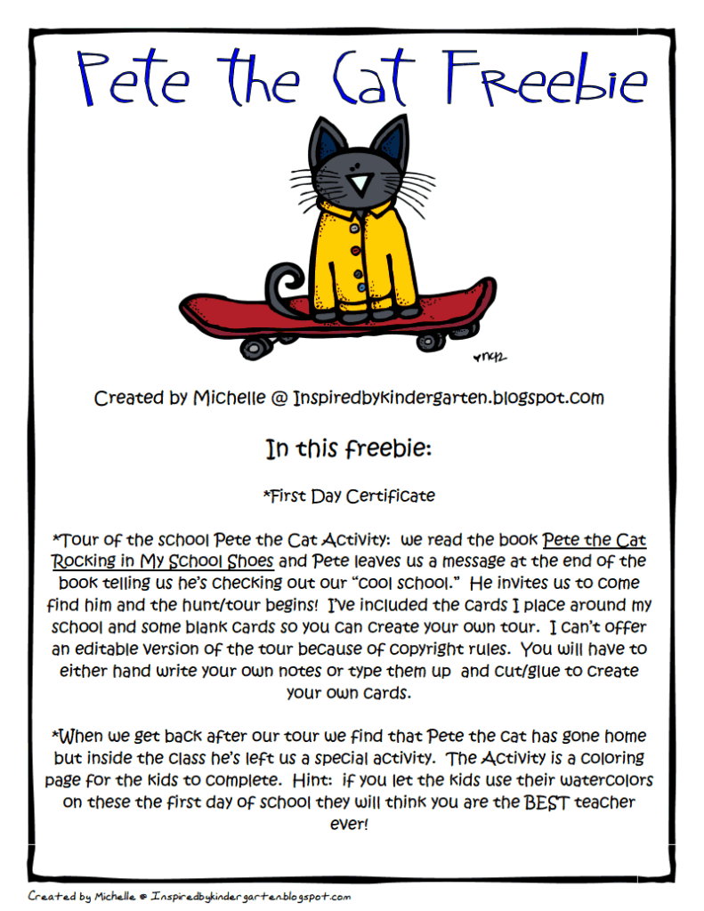 Pete The Cat Scavenger Hunt For The First Day Of School