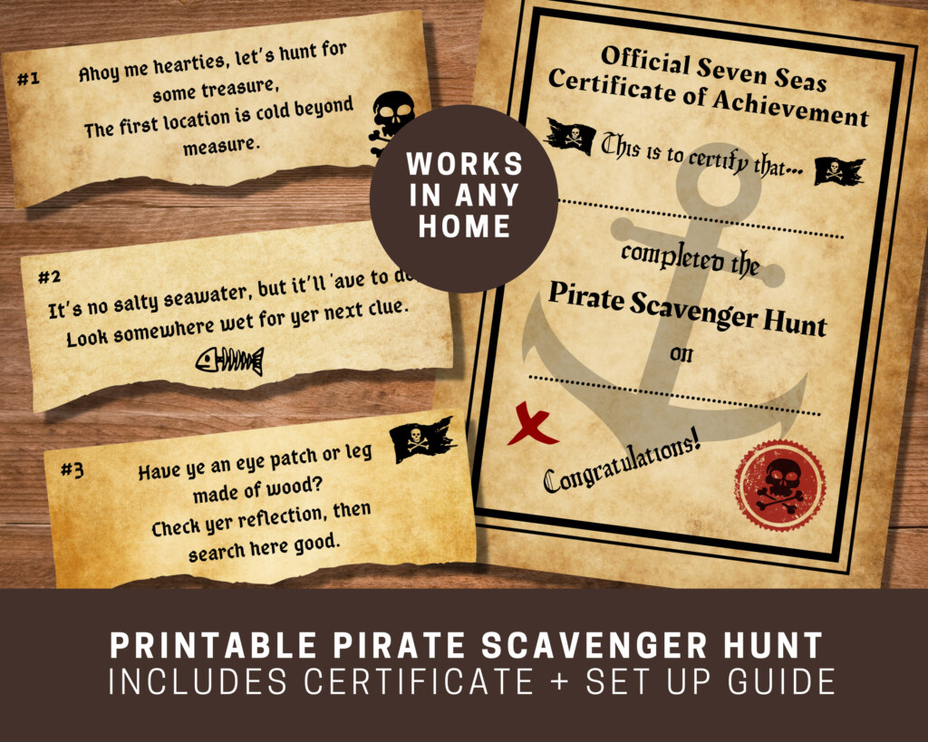 Pirate Scavenger Hunt Clues Printable Pirate Party Game For Etsy Hong 