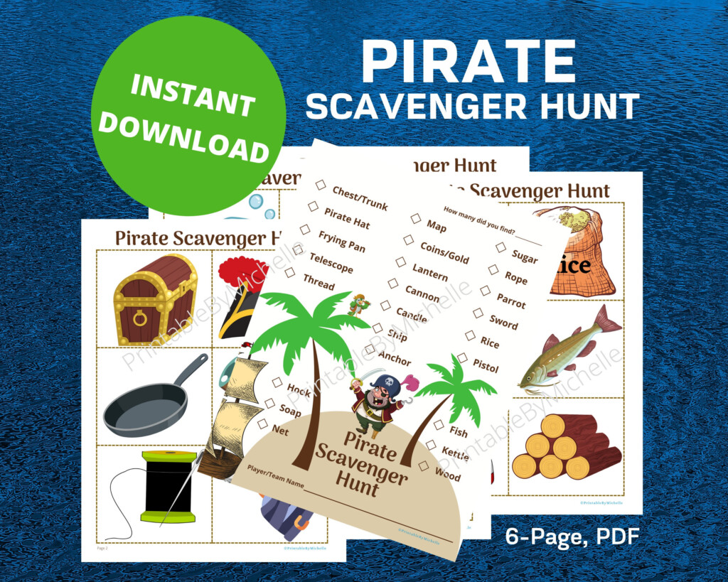 Pirate Scavenger Hunt Printable Instant Download Outdoor Etsy