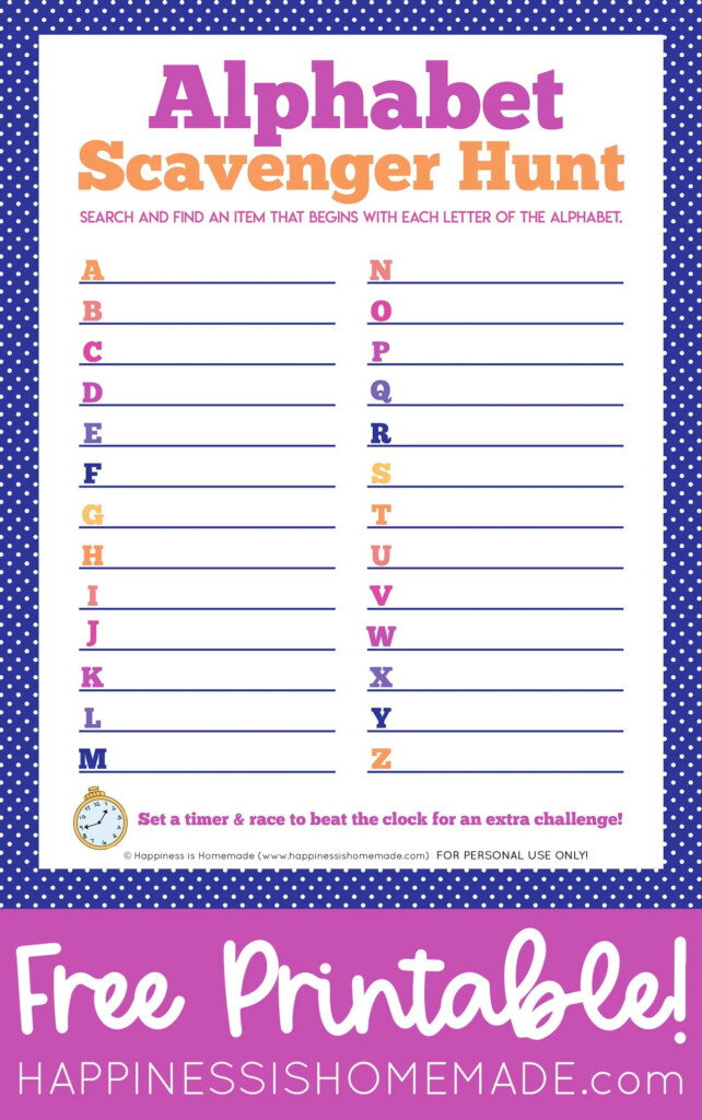 Printable Alphabet Scavenger Hunt Happiness Is Homemade