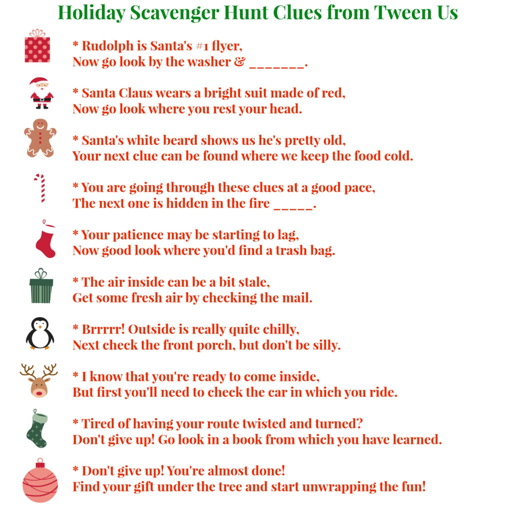 Printable Christmas Scavenger Hunt Clues