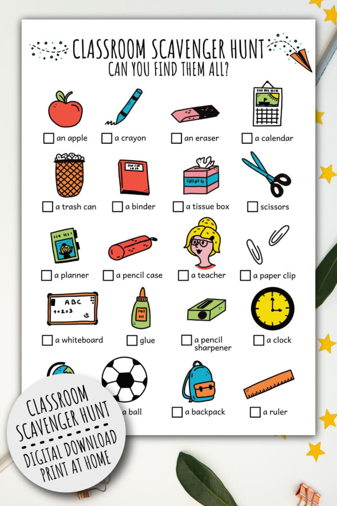 Printable Classroom Scavenger Hunt For Kids Games For Class And School 