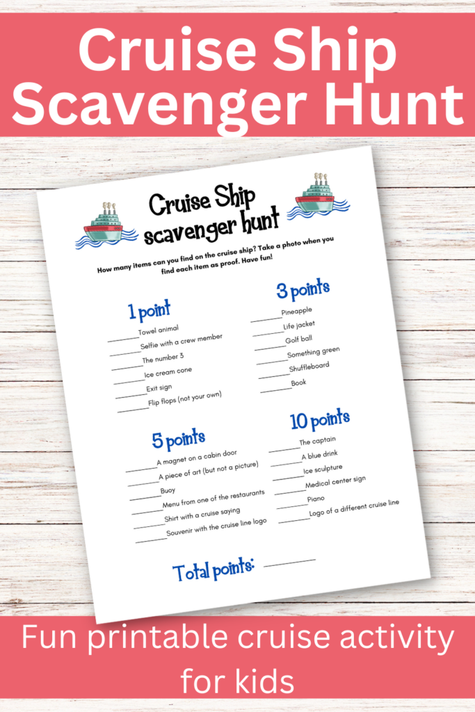 Printable Cruise Ship Scavenger Hunt