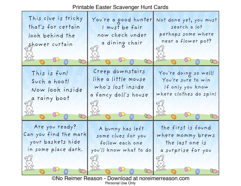 Printable Easter Egg Scavenger Hunt Riddles Outside