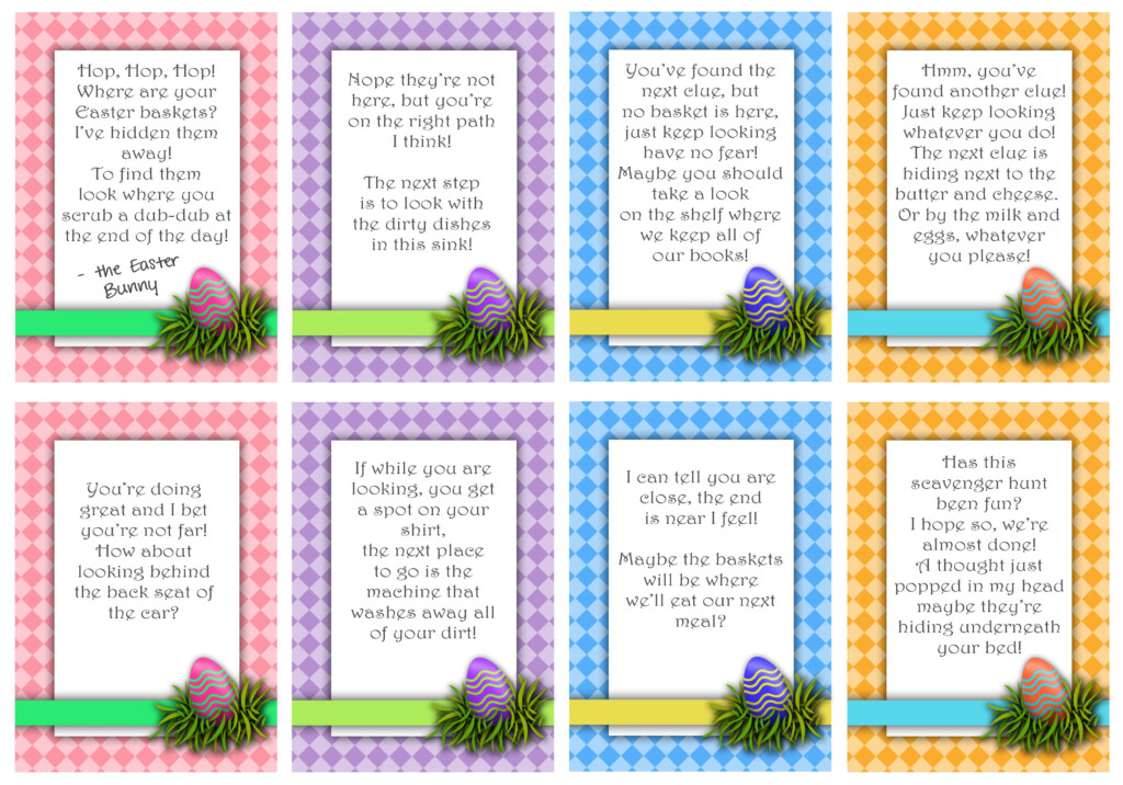 Printable Easter Scavenger Hunt Cards Easter Egg Hunt Clues Easter 