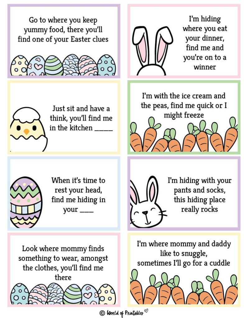 Printable Easter Scavenger Hunt Clues