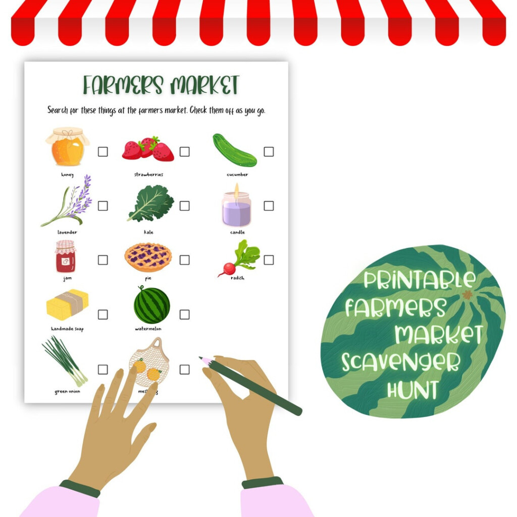 Printable Farmers Market Scavenger Hunt Kids Treasure Hunt Print At 