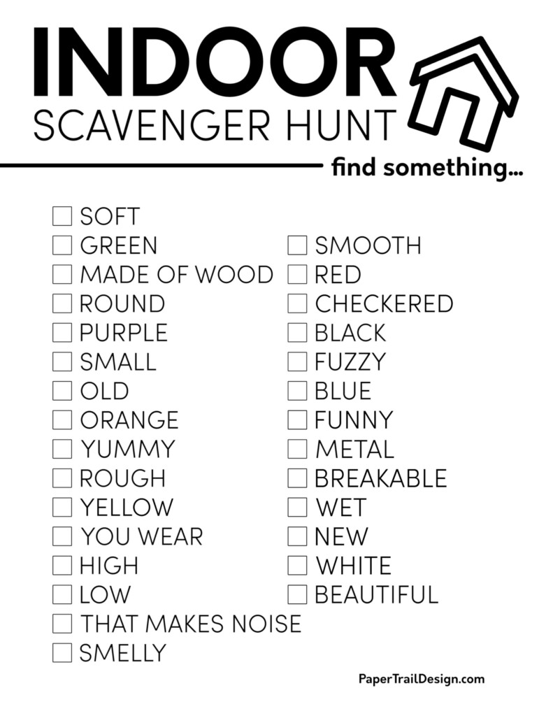 Printable Indoor Scavenger Hunt For Kids Paper Trail Design