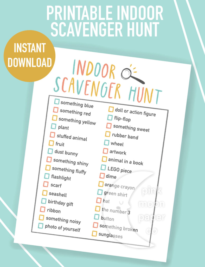 Printable Indoor Scavenger Hunt For Kids Snow Day Fun Easy Etsy