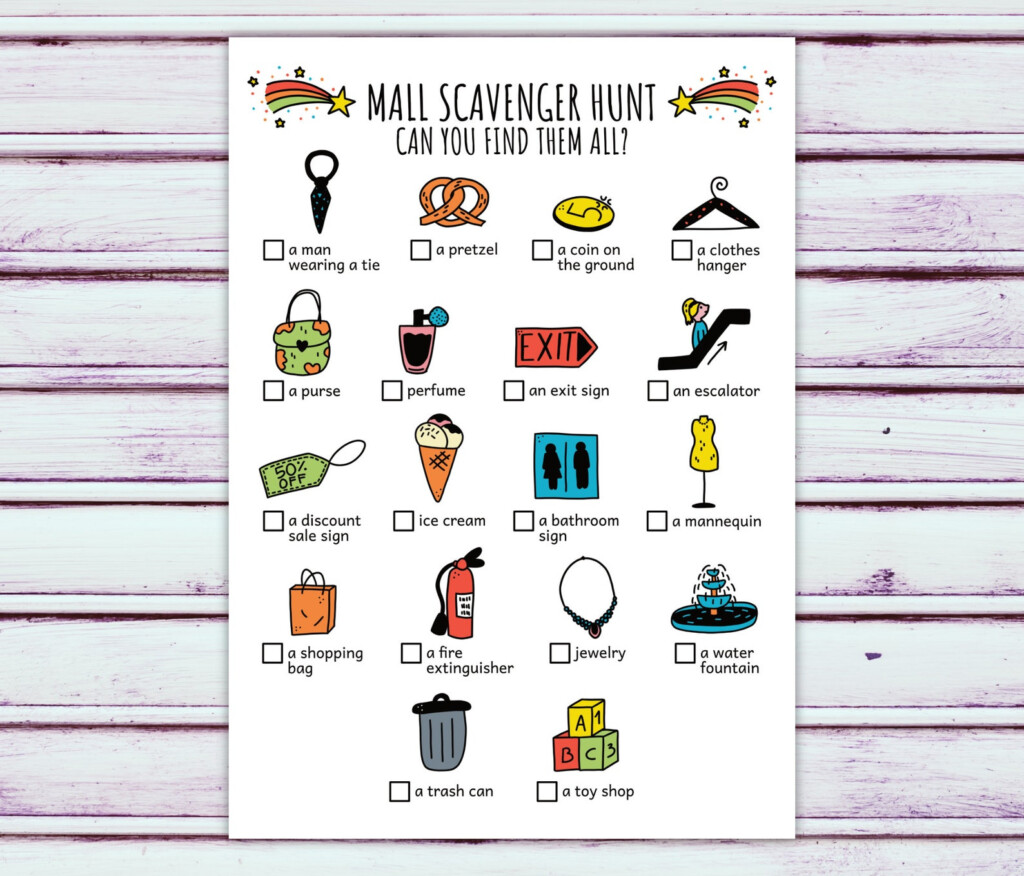 Printable Mall Scavenger Hunt