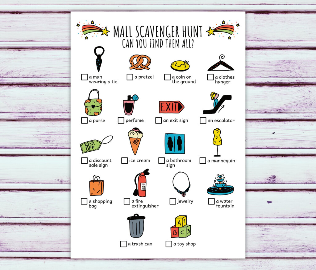 Printable Mall Scavenger Hunt