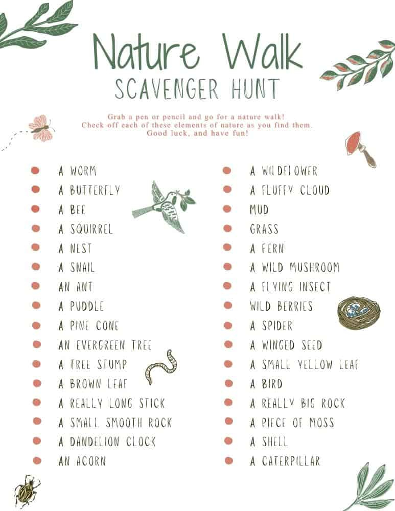 Printable Nature Trail Checklist