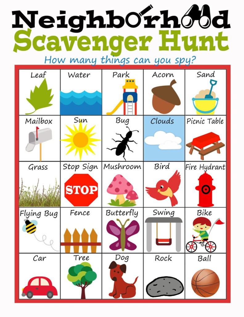 Printable Neighborhood Scavenger Hunt Printable Word Searches