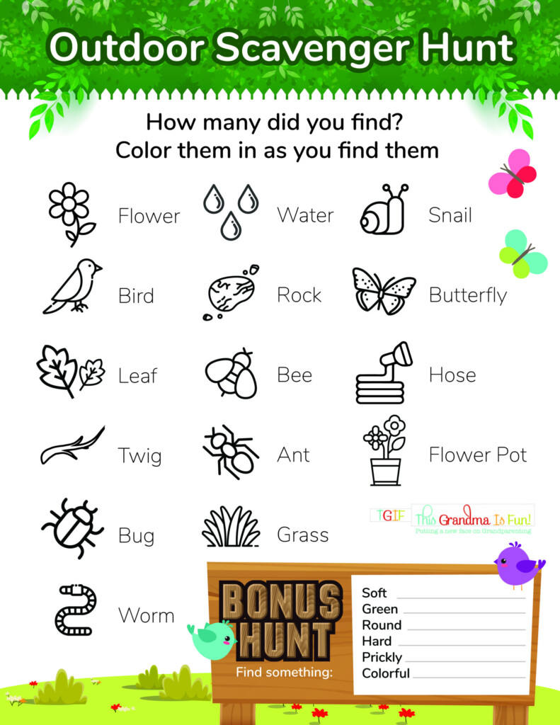 Printable Outdoor Scavenger Hunt