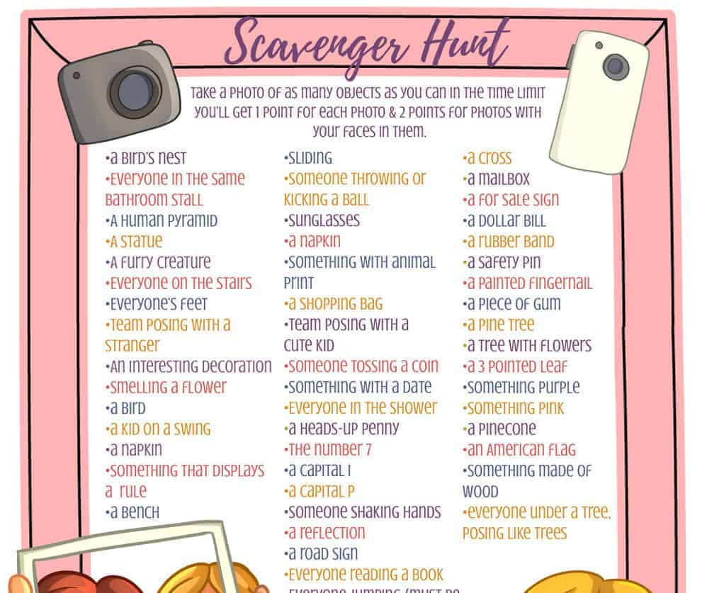 Printable Photo Scavenger Hunt For Tweens Teens Adults