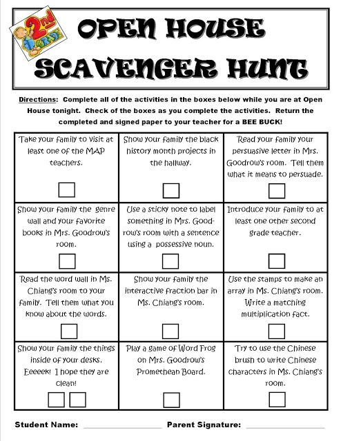 Printable Scavenger Hunt For Open House For Kids Tedy Printable 