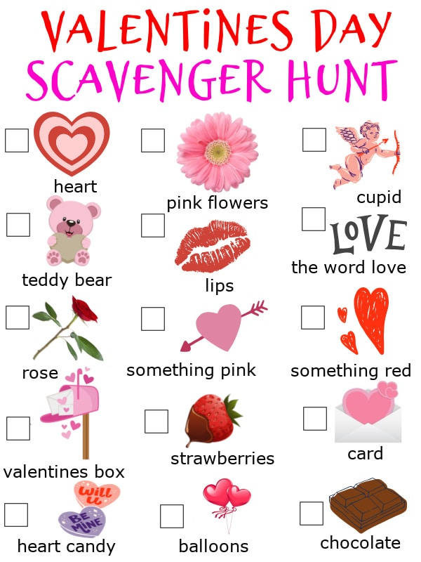 Printable Valentine s Day Scavenger Hunt