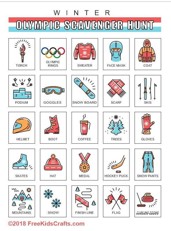 Printable Winter Olympic Scavenger Hunt Game With Images Scavenger 