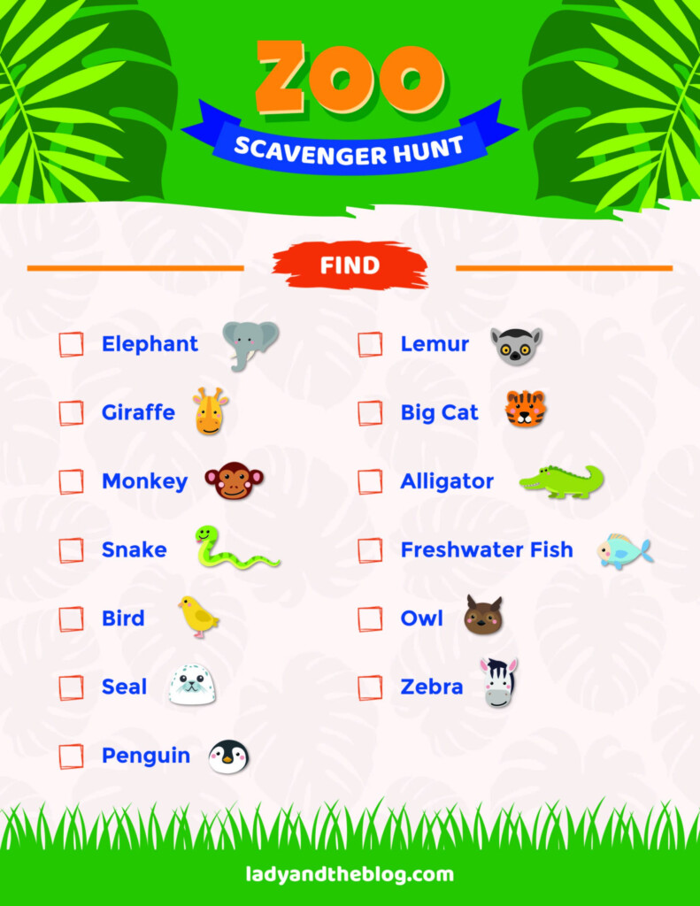 Printable Zoo Scavenger Hunt